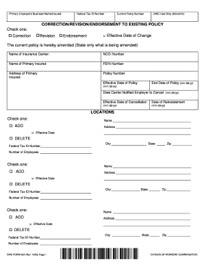 Workers' Compensation Policy Correction Form