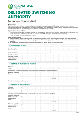 Delegated Switching Authority Form