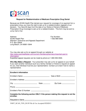 Request for Redetermination of Medicare Prescription Drug Denial