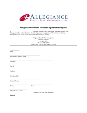 Preferred Provider Agreement Requestdocx