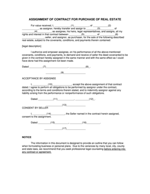 Assignment of Contract for Purchase of Real Estate