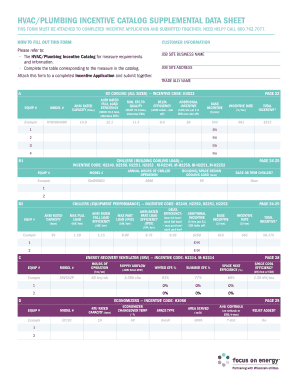 HVAC/Plumbing Incentive Supplemental Data Sheet