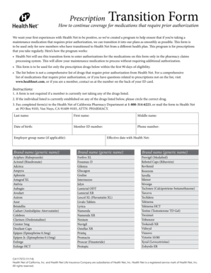 Health Net Prescription Transition Form