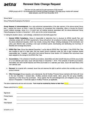 ERISA Group Renewal Date Change Request