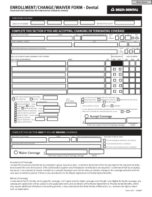 Dental Enrollment Change Waiver Form