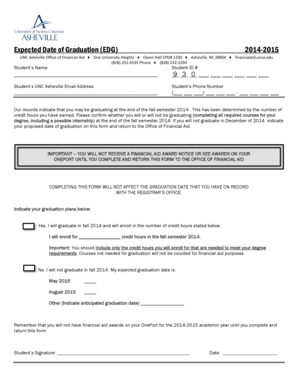 UNC Asheville Graduation Confirmation Form