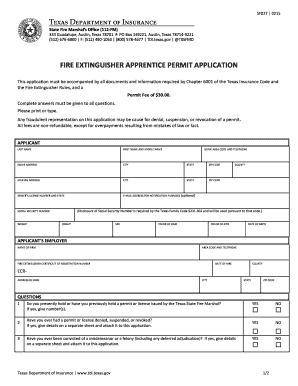 Texas Fire Extinguisher Apprentice Permit Application