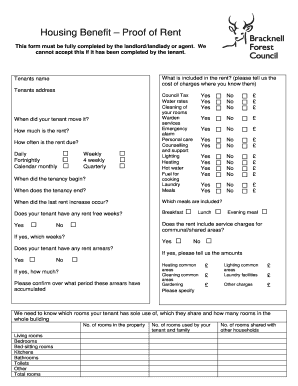 Housing Benefit Proof of Rent Form