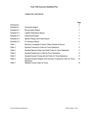 Texas Title Insurance Statistical Plan