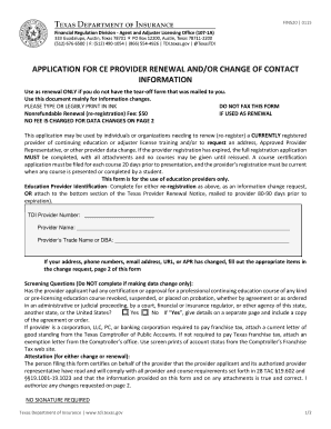 Texas CE Provider Renewal and Contact Information Change