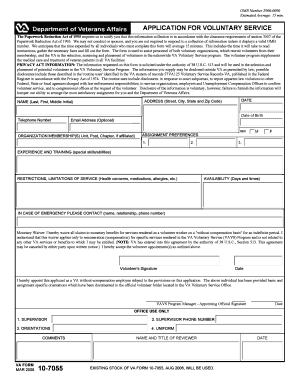 VA Form 10-7055 Application for Voluntary Service