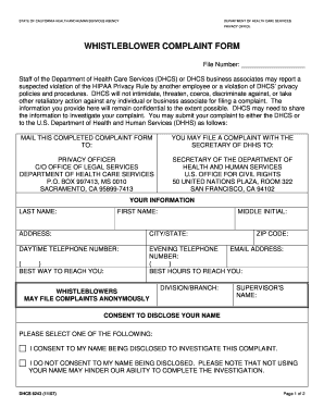 California Whistleblower Complaint Form
