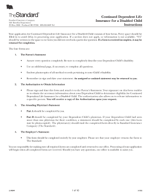 Continued Dependent Life Insurance Application