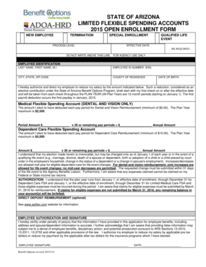 Arizona Limited Flexible Spending Account Enrollment Form