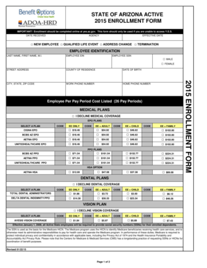 Arizona State Employee Benefits Enrollment Form