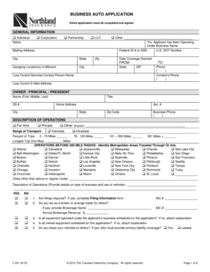 Business Auto Application