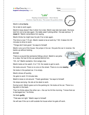 Reading Comprehension Worksheet