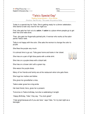 Reading Comprehension Worksheet