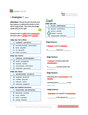 Read Theory Analogies Worksheet