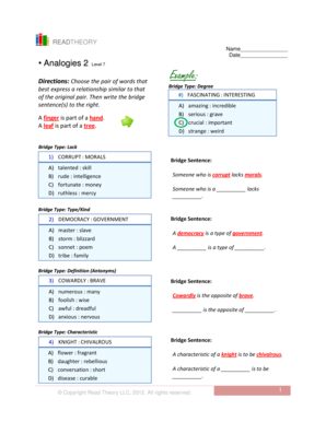 Read Theory Analogies Worksheet