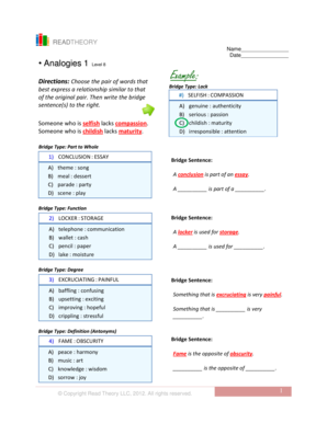 Read Theory Analogies Worksheet
