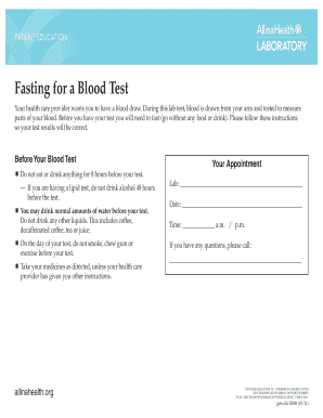 Patient Education Fasting Instructions