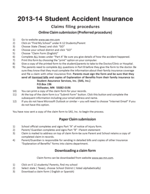Student Accident Insurance Claim Form