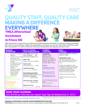 YMCA Afterschool Registration Form