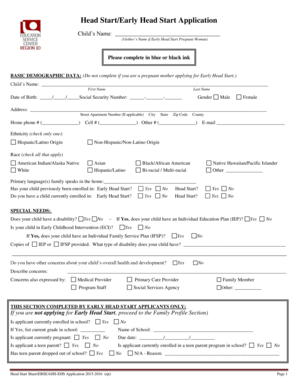 Head Start/Early Head Start Application