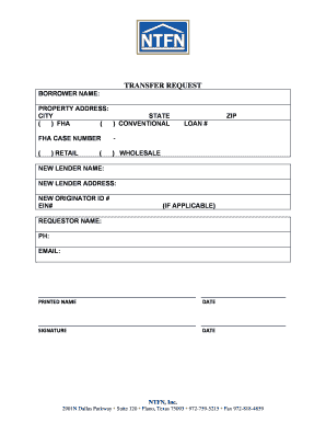 Mortgage Transfer Request Form