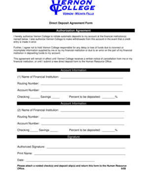 Direct Deposit Agreement Form