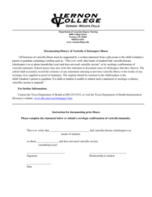 Varicella Illness Documentation Form