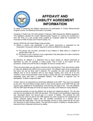 Eligibility Affidavit and Liability Agreement