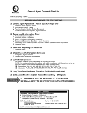General Agent Contract Checklist