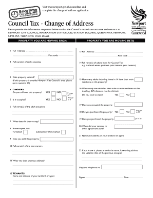 Council Tax Change of Address Application