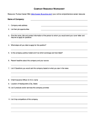 company research worksheet