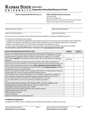 Dependent Household Resources Form