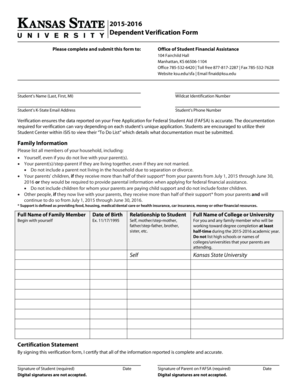 2015-2016 Dependent Verification Form