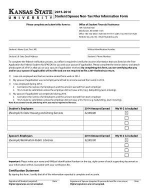 Student Non-Tax Filer Information Form