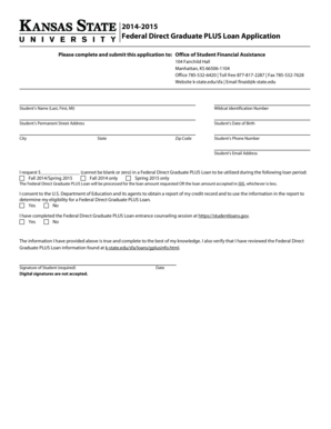 Federal Direct Graduate PLUS Loan Application