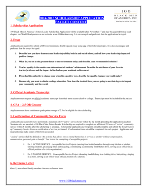 100 Black Men Future Leader Scholarship Application