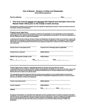 City of Newark Direct Billing Agreement
