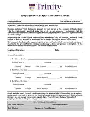 Employee Direct Deposit Enrollment Form