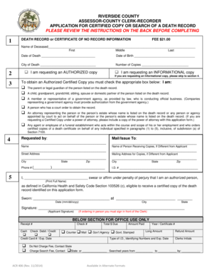 California Death Record Application