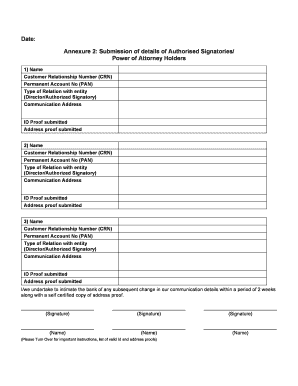 Authorized Signatory Details Submission Form