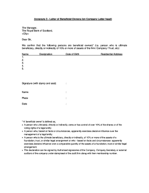 Letter of Beneficial Owners