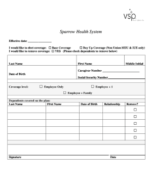 Sparrow Health System Coverage Election Form