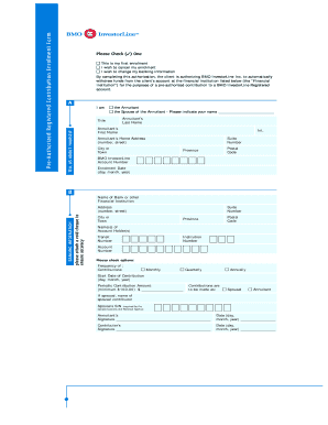 BMO Pre-Authorized Registered Contribution Enrolment Form