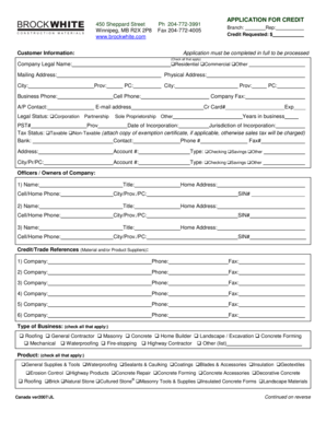 Application for Credit