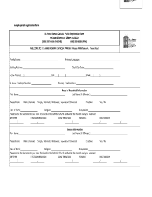 Sample parish registration form St Anne Roman Catholic Parish - diocesephoenix